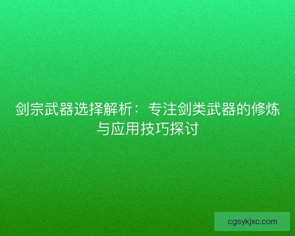 剑宗武器选择解析：专注剑类武器的修炼与应用技巧探讨