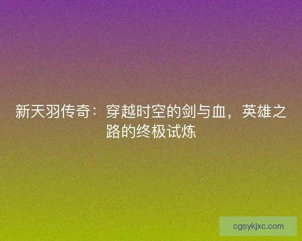 新天羽传奇：穿越时空的剑与血，英雄之路的终极试炼