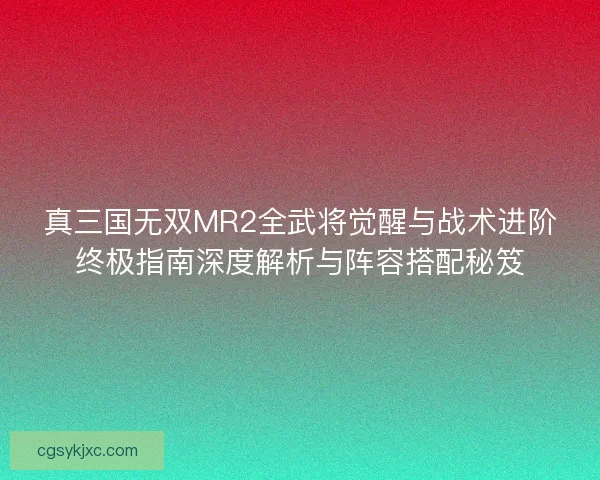 真三国无双MR2全武将觉醒与战术进阶终极指南深度解析与阵容搭配秘笈