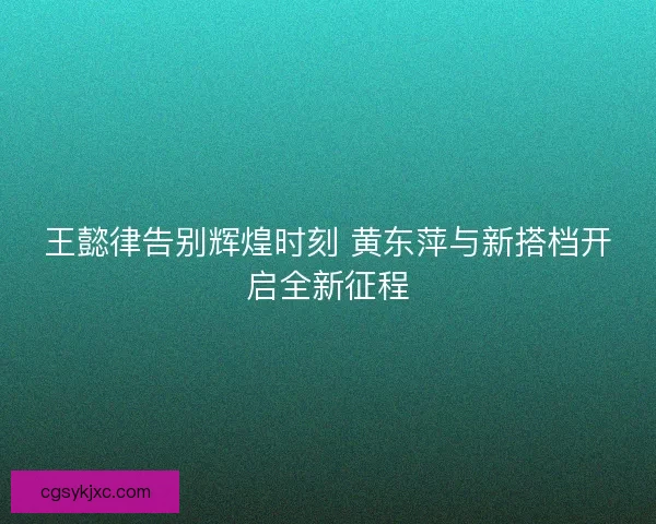 王懿律告别辉煌时刻 黄东萍与新搭档开启全新征程 王懿律告别辉煌时刻 黄东萍与新搭档开启全新征程
